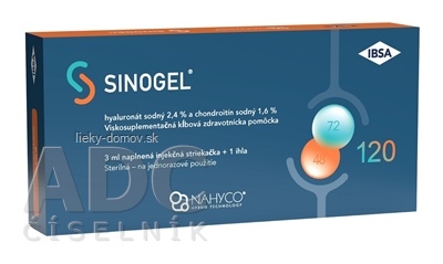 SINOGEL viskoelastický intraartrikulárny roztok, v naplnenej injekčnej striekačke s ihlou 1x3 ml