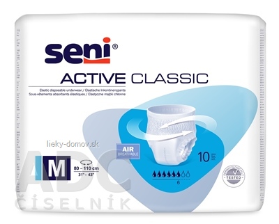 Seni ACTIVE CLASSIC Medium navliekacie nohavičky, absorpčné, pás 80-110 cm, 1x10 ks