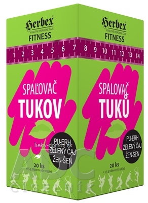 HERBEX Fitness SPAĽOVAČ TUKOV pu-erh, zelený čaj, žen-šen, čaj 20x1,5 g (30 g)