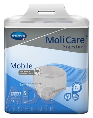 MoliCare Premium Mobile 6 kvapiek S plienkové nohavičky naťahovacie, modré, obvod 60 - 90 cm, savosť 1475 ml, 1x14 ks