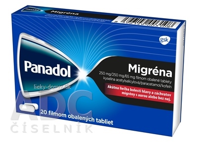Panadol Migréna tbl flm 250 mg/250 mg/65 mg (bl.PVC/PCTFE/PVC-transp.s bezp.fóliou Al/PET) 1x20 ks