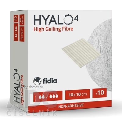 HYALO4 High Gelling Fibre krytie na rany, vysoko gelujúce, neadhezíve, 10x10 cm, 1x10 ks