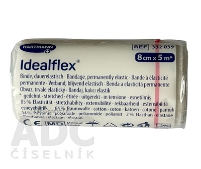 Idealflex obväz elastický krátkoťažný 85% (8cm x 5m) (332039) 1x1 ks