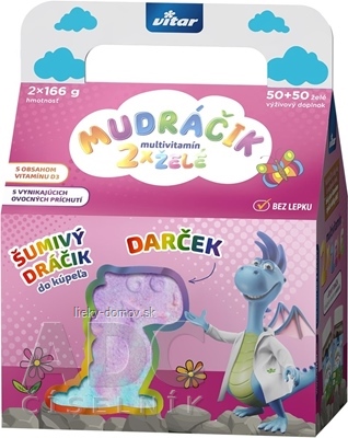 Vitar MUDRÁČIK multvitamín želé zmes príchutí 2x50 ks(100ks) + darček: šumivý dráčik, dievča, 1x1 set