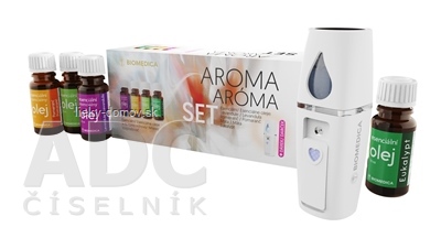 BIOMEDICA ARÓMA SET esenciálne oleje 4x10 ml + darček nano hmlový rozprašovač, 1x1 set