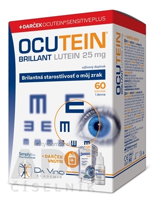 OCUTEIN BRILLANT Luteín 25 mg - DA VINCI cps 60 ks + očné kvapky OCUTEIN Sensitive 15 ml zadarmo, 1x1set