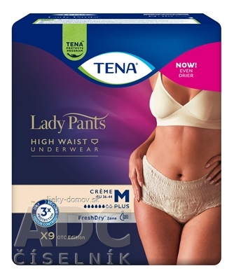 TENA Lady Pants Plus Creme M dámske naťahovacie inkontinenčné nohavičky, krémové 1x9 ks
