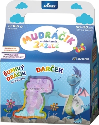 Vitar MUDRÁČIK multvitamín želé zmes príchutí 2x50 ks(100ks) + darček: šumivý dráčik, chlapec, 1x1 set