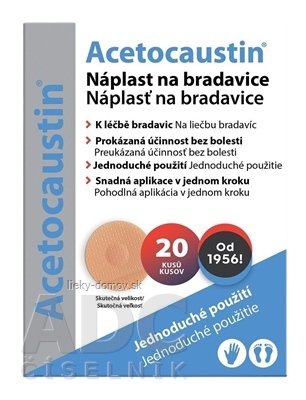Acetocaustin náplasť na bradavice 1x20 ks