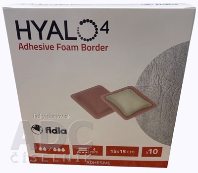 HYALO4 Adhesive Foam Border krytie na rany, silikónové, penové (PU) s okrajmi, adhezíve, 15x15 cm, 1x10 ks