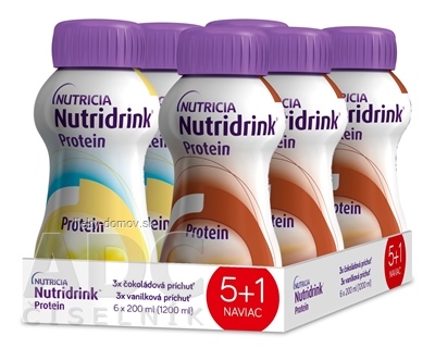 Nutridrink Protein 5+1 vanilková príchuť 3x200 ml + čokoládová príchuť 3x200 ml, 1x1 set