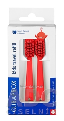 CURAPROX Kids travel refill CS 5500 červený, DUO náhradné hlavičky na kefku, ultra soft 1x2 ks