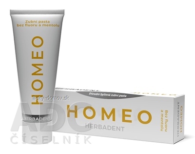 HERBADENT HOMEO Prírodná bylinná zubná pasta bez fluoru a mentolu 1x75 g