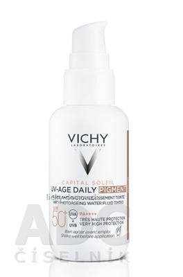 VICHY CAPITAL SOLEIL UV-AGE DAILY PIGMENT MEDIUM stredne tónovaný denný fluid proti fotostarnutiu pleti s ochranným faktorom SPF50+ 1x40 ml
