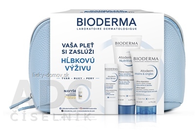 BIODERMA Atoderm darčekový balík - suchá pokožka Nutritive krém 40ml + krém na ruky 50ml + tyčinka na pery 4g + vzorka Photoderm XDefense, 1x1 set