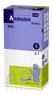 Ambulex NITRYL Vyšetrovacie a ochranné rukavice veľ. S, fialové, nitrilové, nesterilné, nepudrované, 1x100 ks
