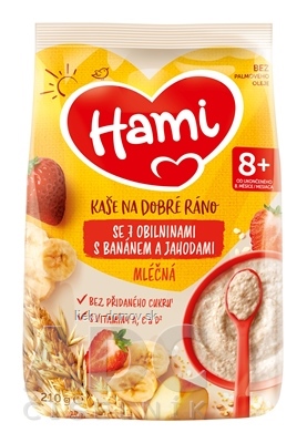 Hami mliečna kaša so 7 obilninami na dobré ráno s banánom a jahodami (od ukonč. 8. mesiaca) 1x210 g