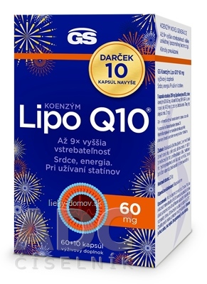 GS Koenzým Lipo Q10 60 mg cps 60+10 navyše (70 ks)