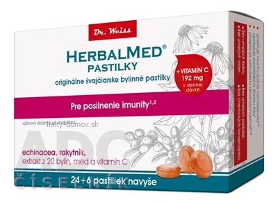 HERBALMED PASTILKY pre posilnenie imunity - Dr.W. (echinacea, rakytník, 20 bylín, vit.C) pastilky 24+6 navyše (30 ks)