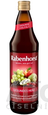 Rabenhorst PRE ZDRAVÉ SRDCE ovocná šťava (6 druhov) s draslíkom, horčíkom a extraktom z hlohu 1x750 ml