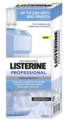 LISTERINE PROFESSIONAL Fresh Breath + ústna voda, bez alkoholu 1x500 ml