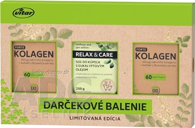 Vitar Eko Kolagén Box (darčekové balenie) kolagén forte cps 2x60 ks + darček: soľ do kúpeľa, 1x1 set