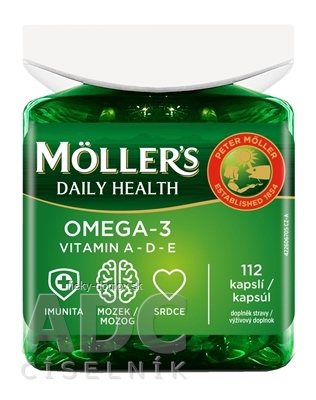 MOLLER´S Omega 3 Daily Health cps, vitamín A - D - E, 1x112 ks