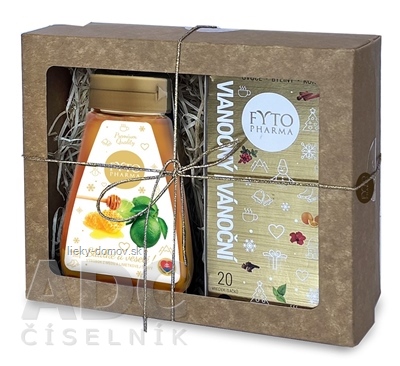 FYTO Darčeková kazeta Vianoce Vianočný čaj porciovaný 20 vreciek + med s limetkou 250 g, 1x1 set