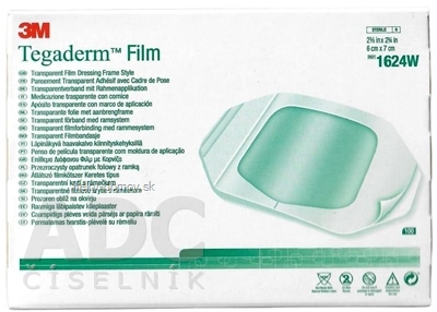 3M TEGADERM Film 1624W 6cm x 7cm, transparentné krytie s rámom, 1x100 ks