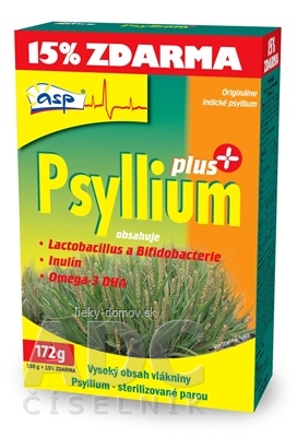 asp Psyllium PLUS Akcia (15% ZDARMA) rozpustná vláknina + Laktobacillus, Bbifidobacterium, inulín, Omega-3 (150 g + 15% zadarmo) 1x172 g