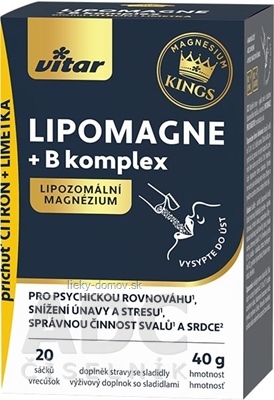 VITAR KINGS LIPOMAGNE + B komplex prášok vo vrecúškach 1x20 ks