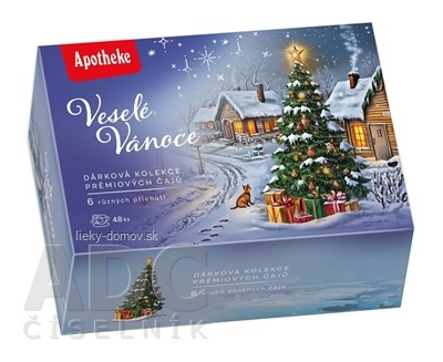 APOTHEKE KOLEKCIA Veselé Vianoce - prémiové čaje ovocné a bylinné čaje (6 druhov) v nálevových vreckách 1x48 ks