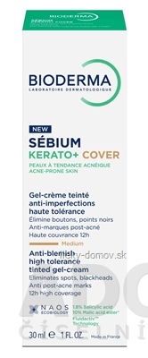 BIODERMA Sébium Kerato+ Cover gél - krém, tónovaný, Medium, 1x30 ml