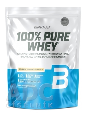 BioTechUSA 100% PURE WHEY prášok na prípravu proteínového nápoja, príchuť bourbon vanilka, 1x1000 g