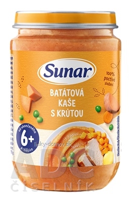 Sunar BATÁTOVÁ KAŠA S MORKOU zeleninovo-mäsový príkrm (od ukonč. 6. mesiaca) 1x190 g