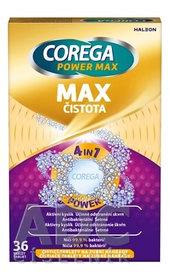 COREGA POWER MAX MAX ČISTOTA antibakteriálne čistiace tablety 1x36 ks