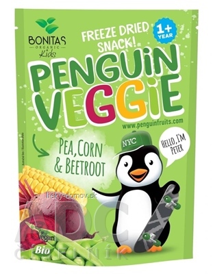 PENGUIN VEGGIE Pea, Corn & Beetroot BIO mrazom sušená zelenina 1x17 g